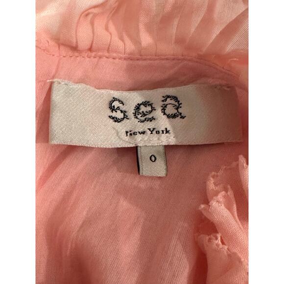 Sea‎ New York Sz 0 Micah Ramie Dress Flutter Sleeve Tiered Ruffle Cottage Pink - Picture 3 of 11